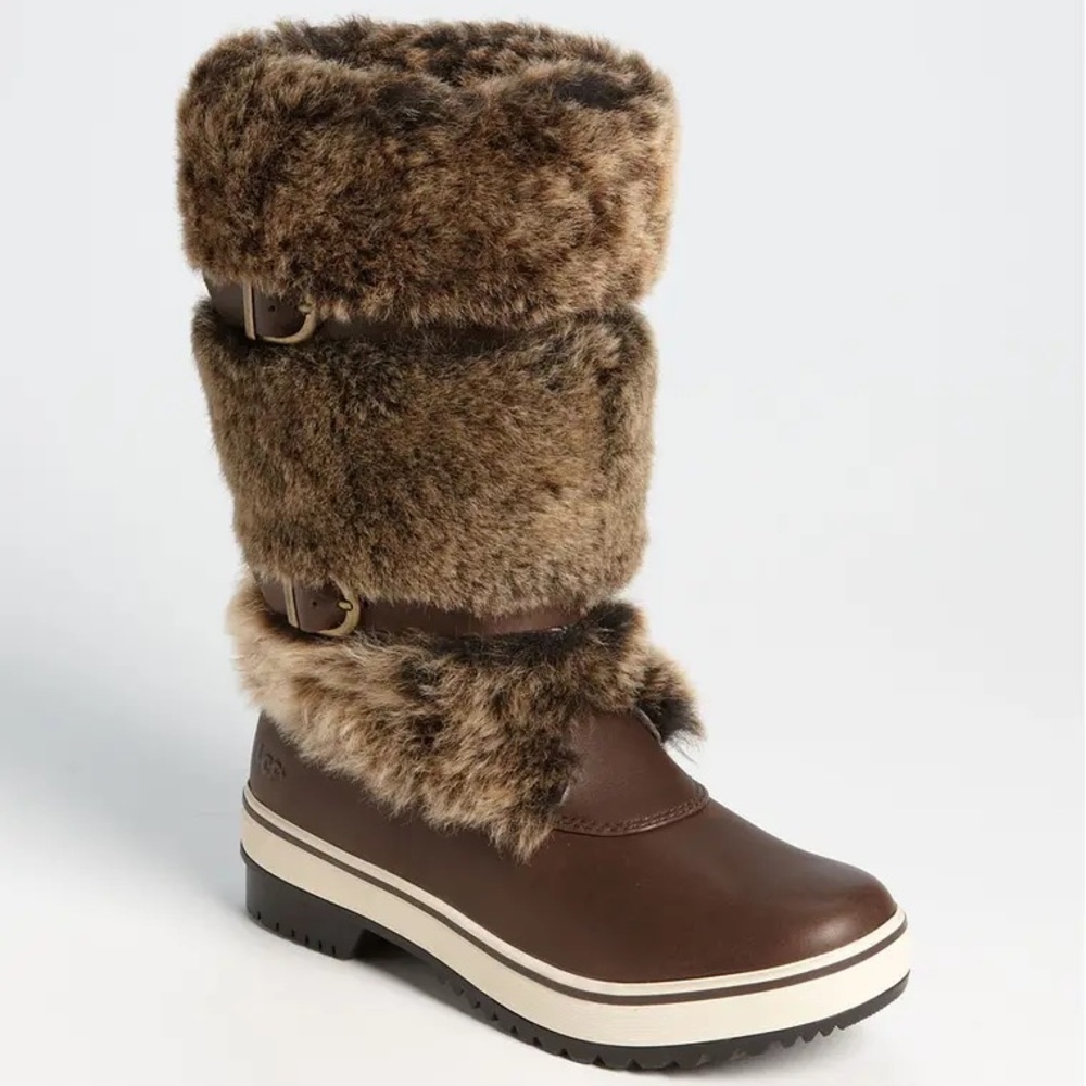 NEW UGG Lilyan Brown Stout Shearling Boots 6 (5.5)